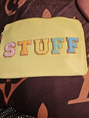 Stoney Clover Lane Yellow 'STUFF' Appliqué Pouch